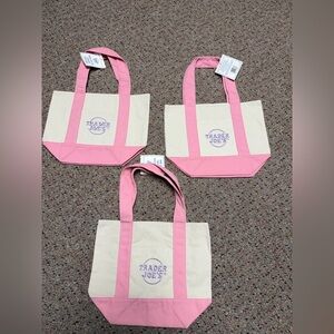 3 NWT Trader Joe’s mini totes Pink and Cream Tote Bag